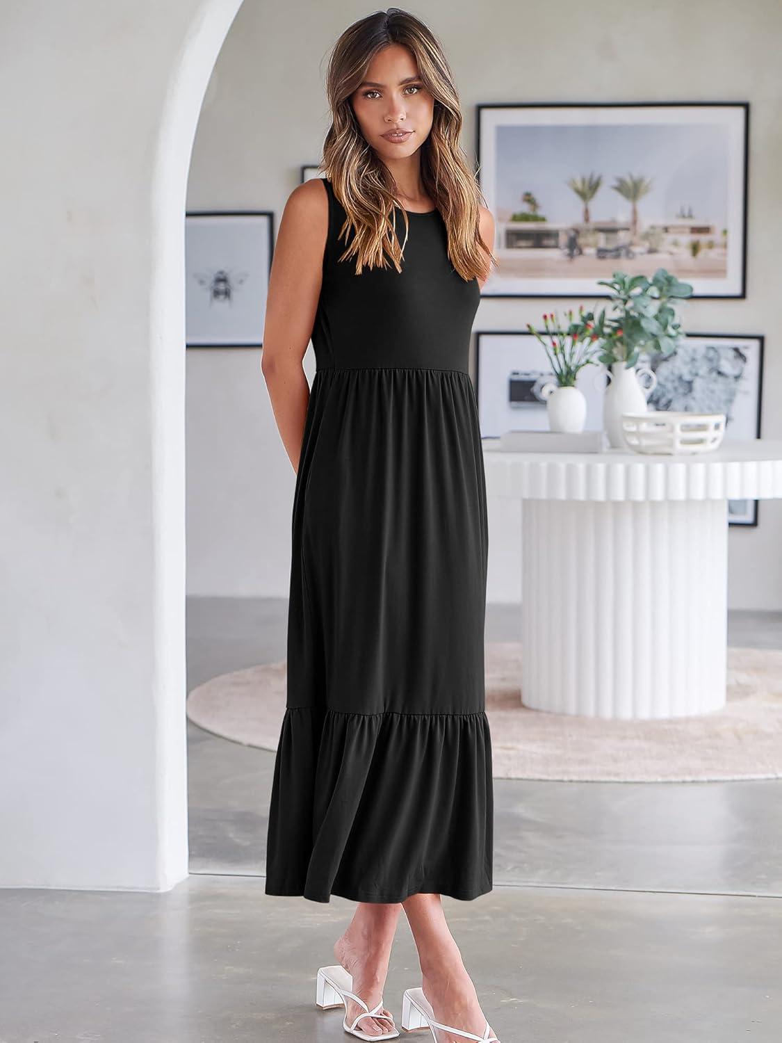 imageANRABESS Women Summer Casual Sleeveless Crewneck Sundress Aline Flowy Tiered Maxi Long Beach Dress Vacation OutfitsBlack