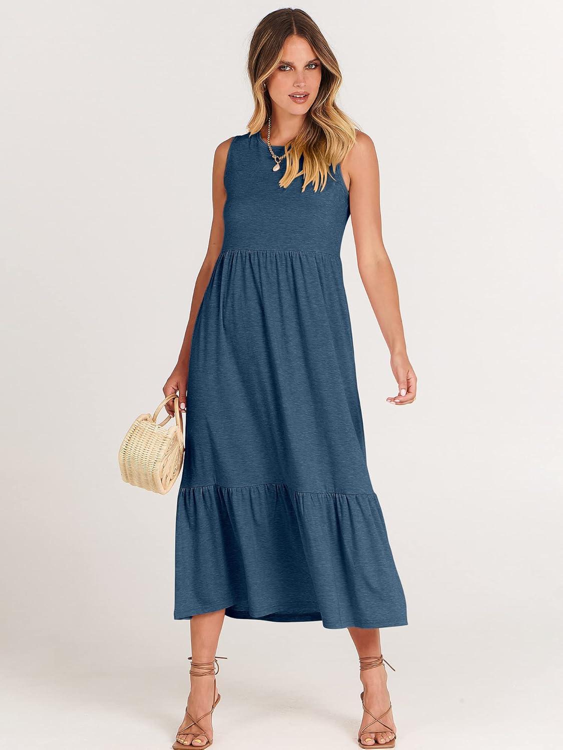 imageANRABESS Women Summer Casual Sleeveless Crewneck Sundress Aline Flowy Tiered Maxi Long Beach Dress Vacation OutfitsBlue