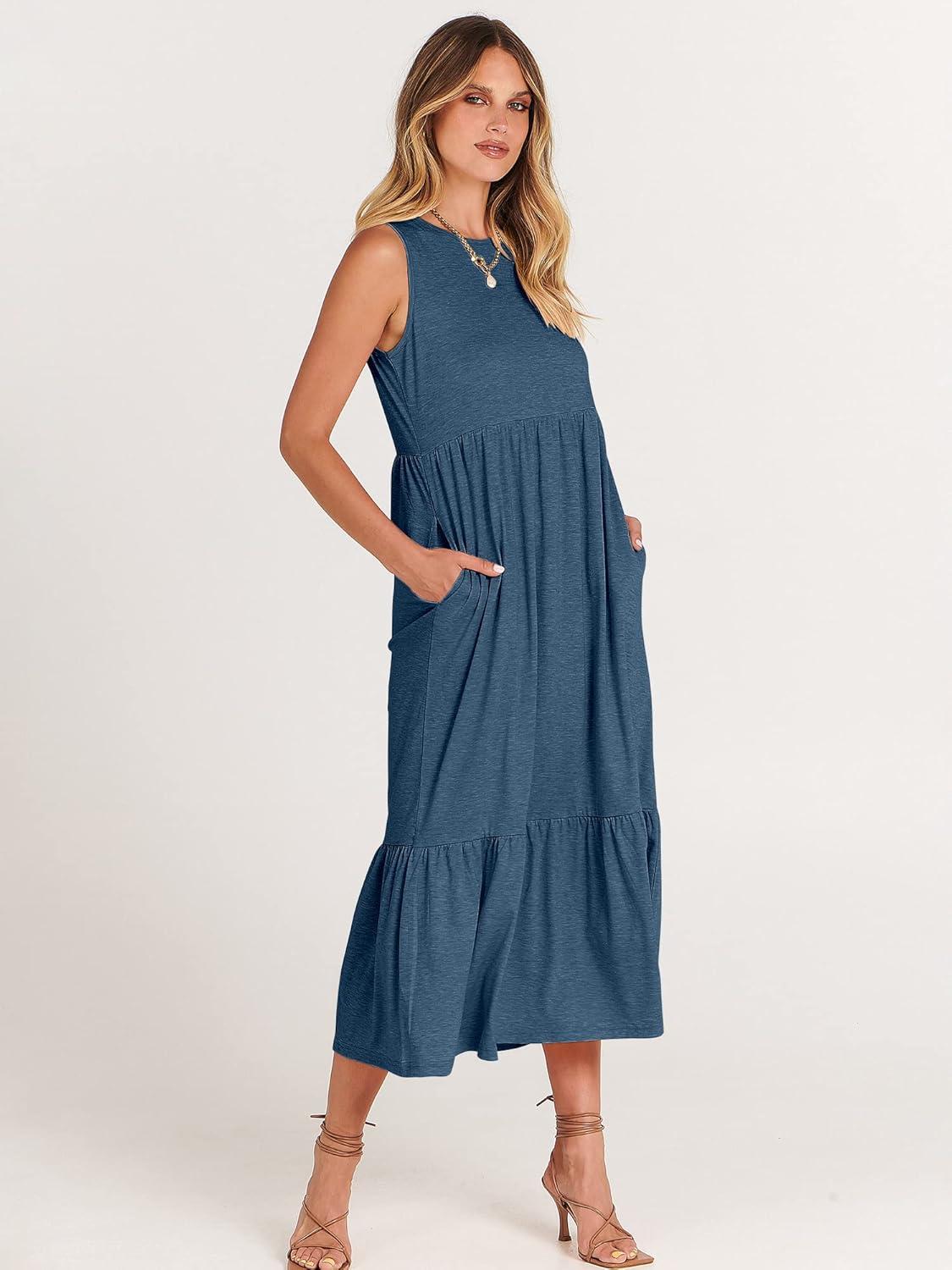 imageANRABESS Women Summer Casual Sleeveless Crewneck Sundress Aline Flowy Tiered Maxi Long Beach Dress Vacation OutfitsBlue