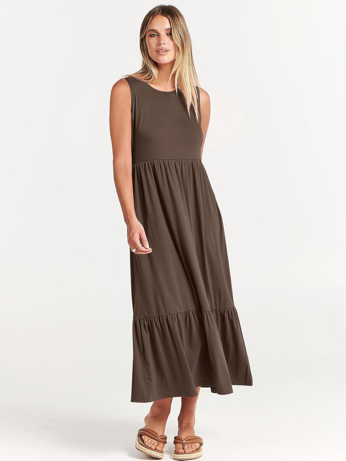 imageANRABESS Women Summer Casual Sleeveless Crewneck Sundress Aline Flowy Tiered Maxi Long Beach Dress Vacation OutfitsCoffee
