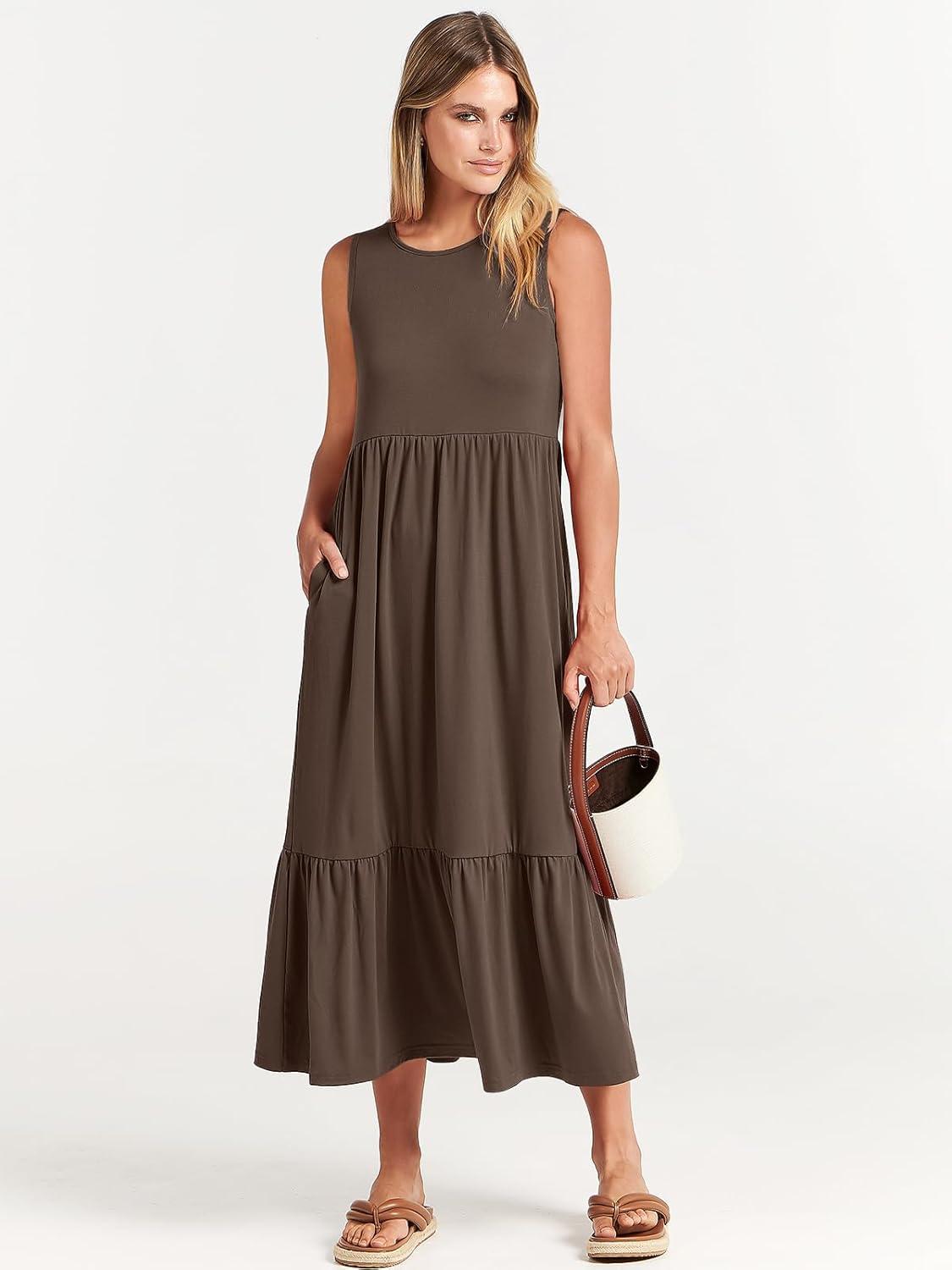 imageANRABESS Women Summer Casual Sleeveless Crewneck Sundress Aline Flowy Tiered Maxi Long Beach Dress Vacation OutfitsCoffee