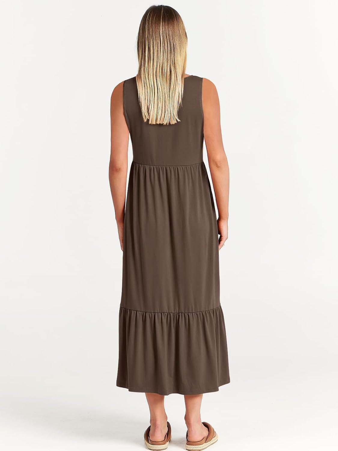 imageANRABESS Women Summer Casual Sleeveless Crewneck Sundress Aline Flowy Tiered Maxi Long Beach Dress Vacation OutfitsCoffee