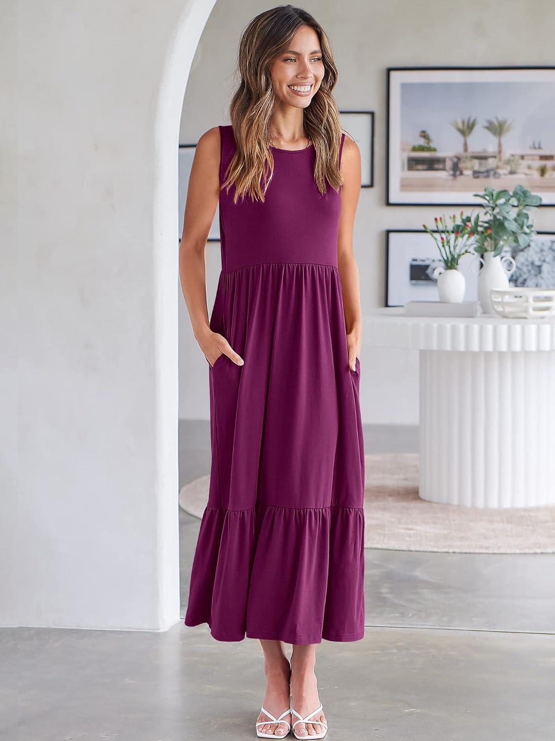 imageANRABESS Women Summer Casual Sleeveless Crewneck Sundress Aline Flowy Tiered Maxi Long Beach Dress Vacation OutfitsDark Purple