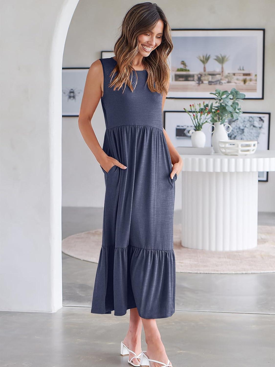 imageANRABESS Women Summer Casual Sleeveless Crewneck Sundress Aline Flowy Tiered Maxi Long Beach Dress Vacation OutfitsDeep Blue