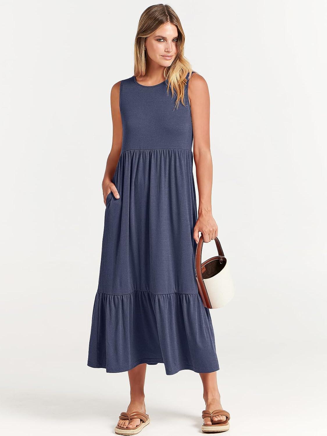 imageANRABESS Women Summer Casual Sleeveless Crewneck Sundress Aline Flowy Tiered Maxi Long Beach Dress Vacation OutfitsDeep Blue