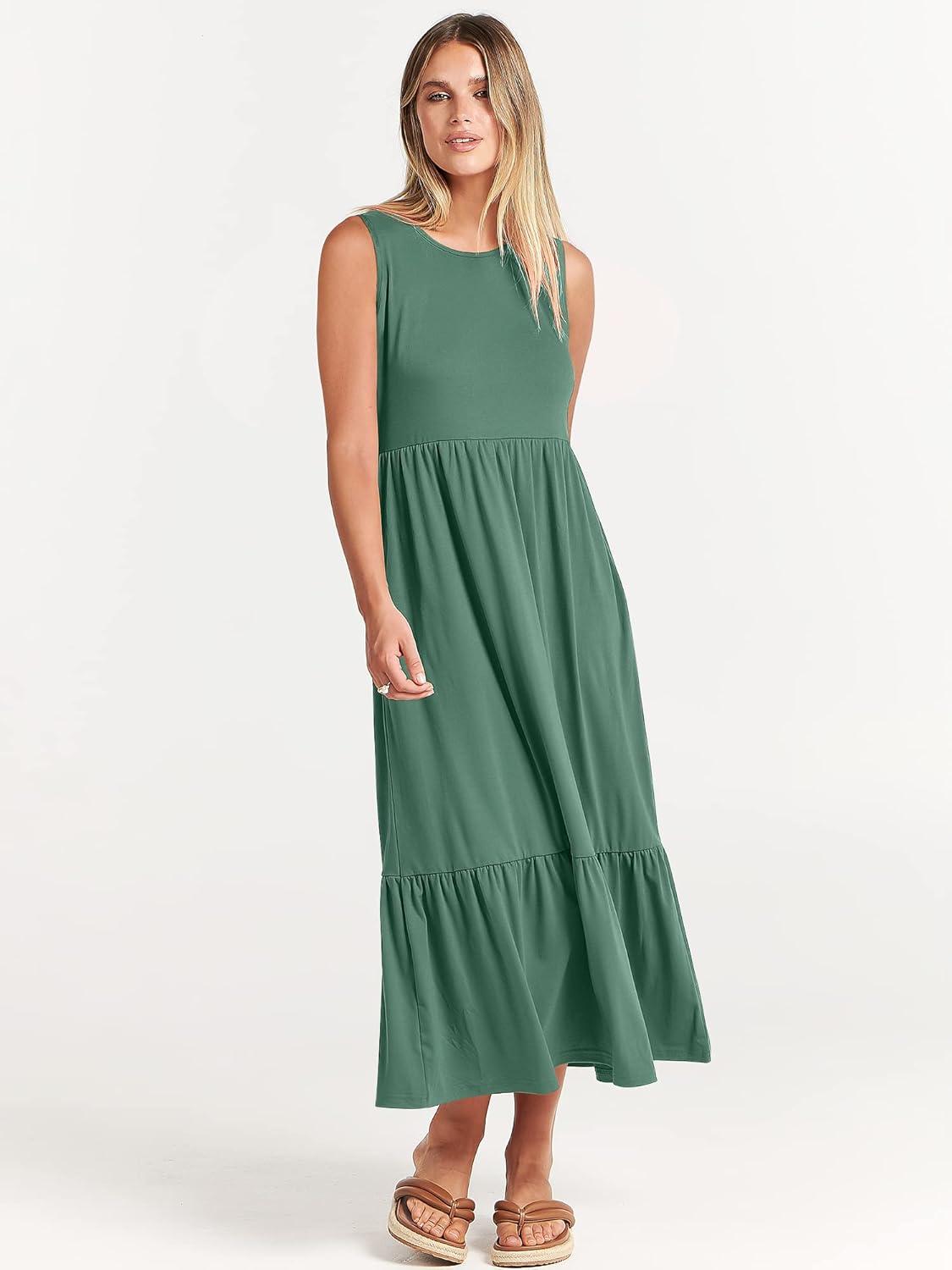 imageANRABESS Women Summer Casual Sleeveless Crewneck Sundress Aline Flowy Tiered Maxi Long Beach Dress Vacation OutfitsGrass
