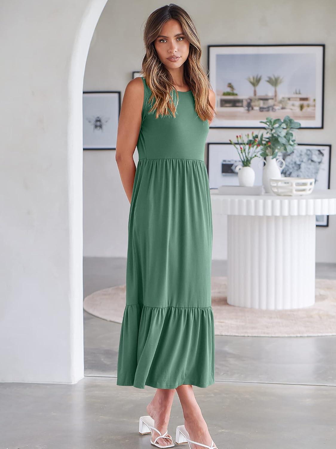 imageANRABESS Women Summer Casual Sleeveless Crewneck Sundress Aline Flowy Tiered Maxi Long Beach Dress Vacation OutfitsGrass