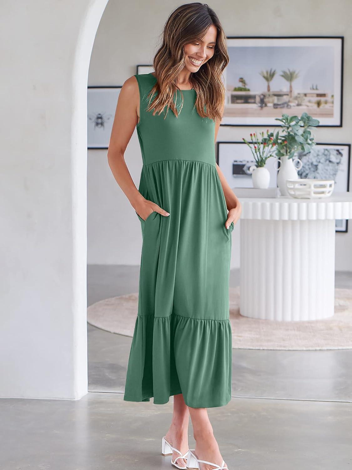 imageANRABESS Women Summer Casual Sleeveless Crewneck Sundress Aline Flowy Tiered Maxi Long Beach Dress Vacation OutfitsGrass