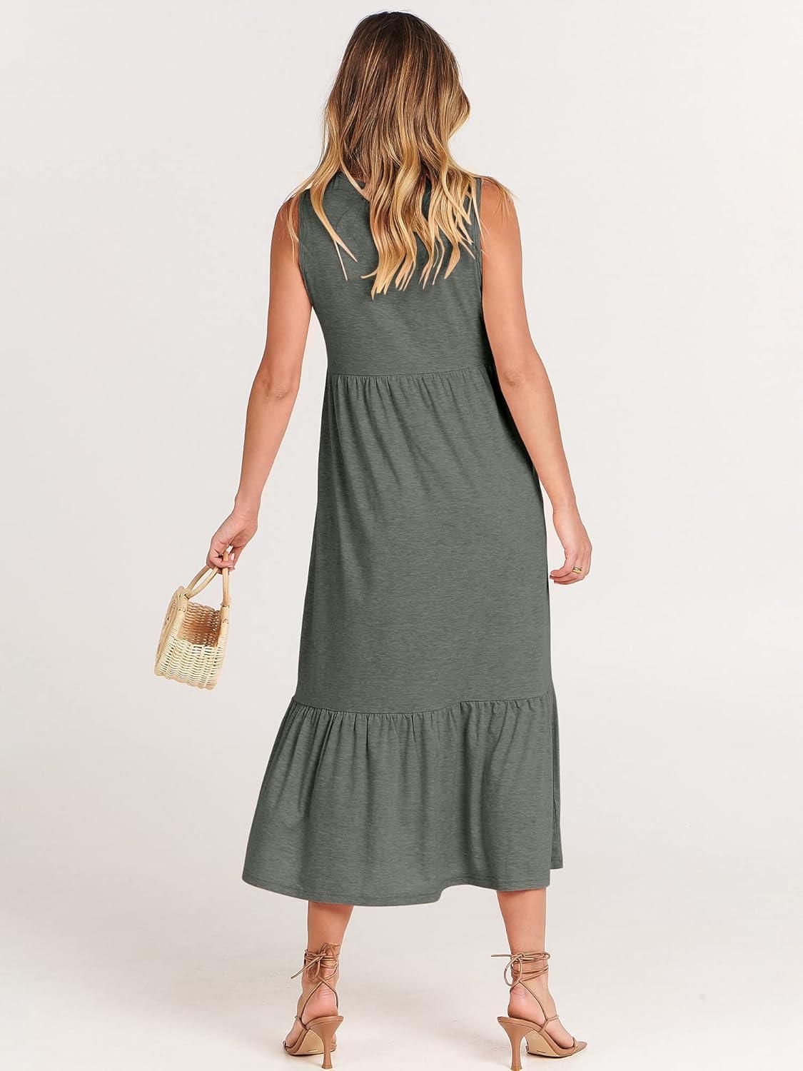 imageANRABESS Women Summer Casual Sleeveless Crewneck Sundress Aline Flowy Tiered Maxi Long Beach Dress Vacation OutfitsGray