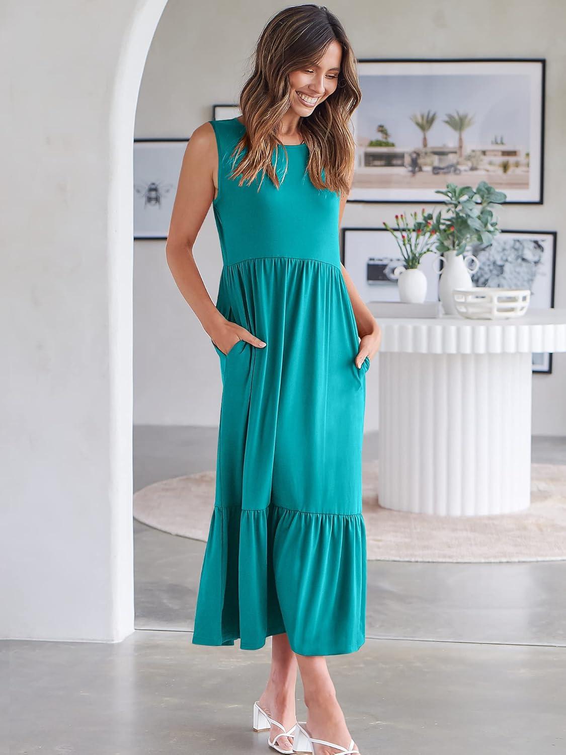 imageANRABESS Women Summer Casual Sleeveless Crewneck Sundress Aline Flowy Tiered Maxi Long Beach Dress Vacation OutfitsLake