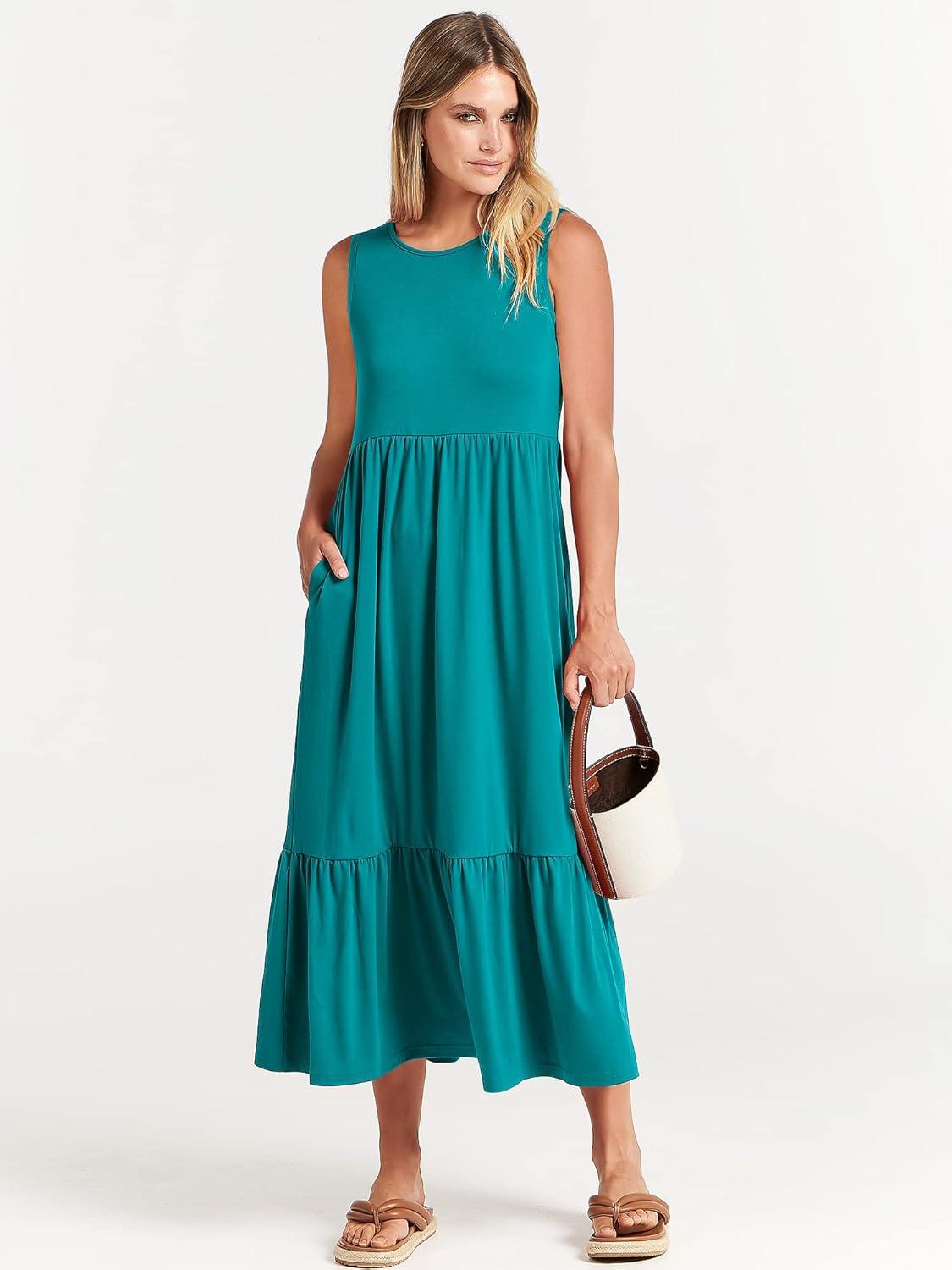 imageANRABESS Women Summer Casual Sleeveless Crewneck Sundress Aline Flowy Tiered Maxi Long Beach Dress Vacation OutfitsLake