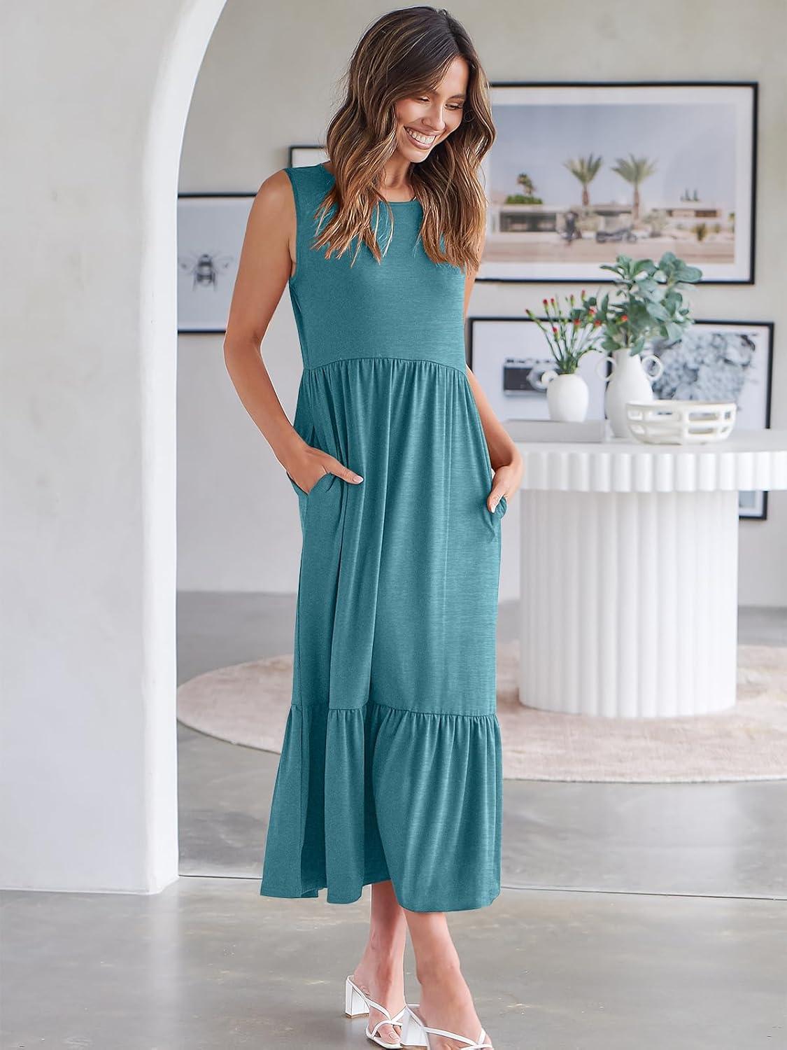 imageANRABESS Women Summer Casual Sleeveless Crewneck Sundress Aline Flowy Tiered Maxi Long Beach Dress Vacation OutfitsLake Blue