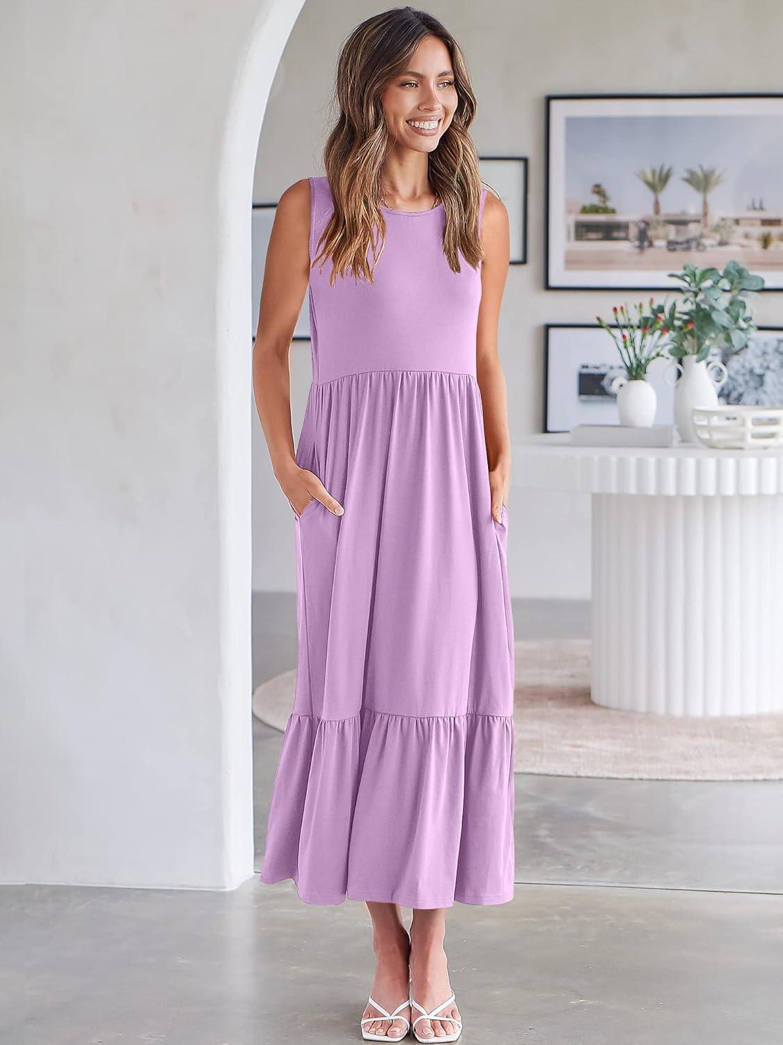 imageANRABESS Women Summer Casual Sleeveless Crewneck Sundress Aline Flowy Tiered Maxi Long Beach Dress Vacation OutfitsLilac