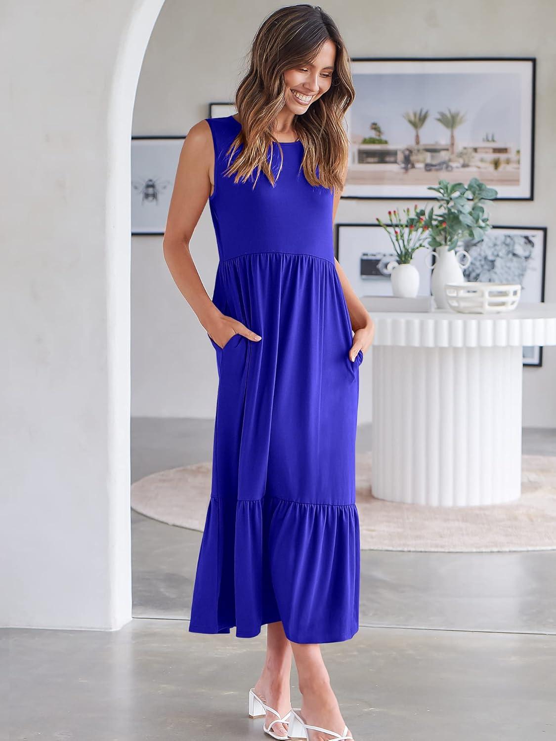 imageANRABESS Women Summer Casual Sleeveless Crewneck Sundress Aline Flowy Tiered Maxi Long Beach Dress Vacation OutfitsRoyal Blue