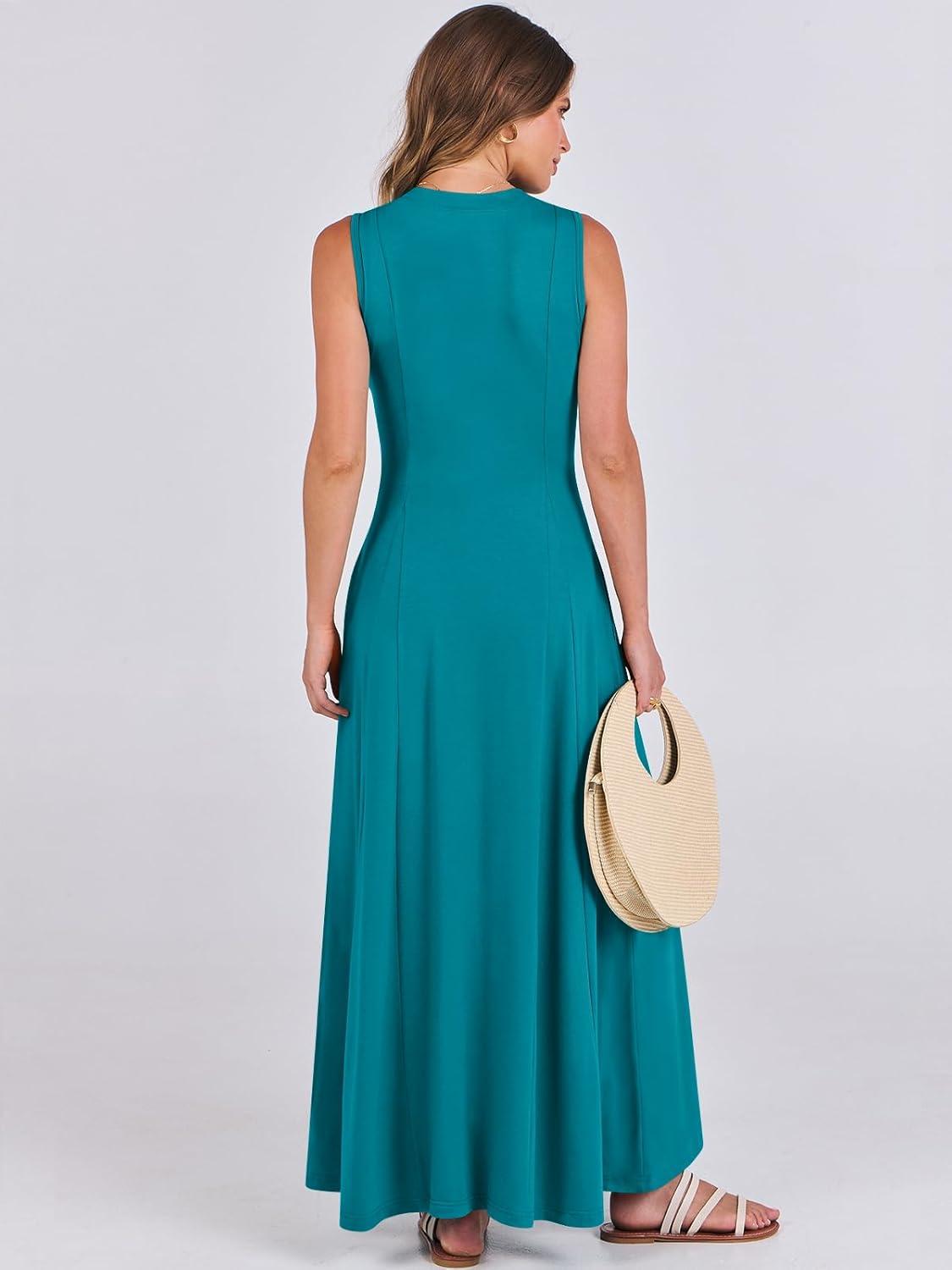 imageANRABESS Women Summer Casual Sleeveless Maxi Sundress Button Fit ampamp Flare ALine Flowy Long Dresses 2025 Beach OutfitsLake