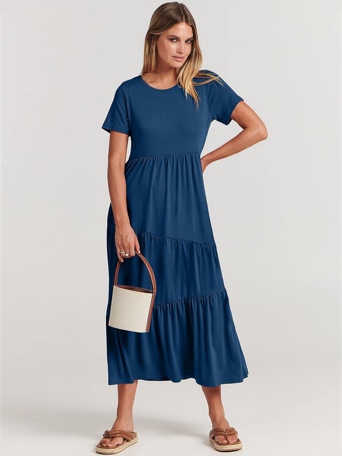 imageANRABESS Women Summer Maxi Dress Short Sleeve Swing Casual Asymmetric Tiered Vacation Long Beach Sundress OutfitsBlue