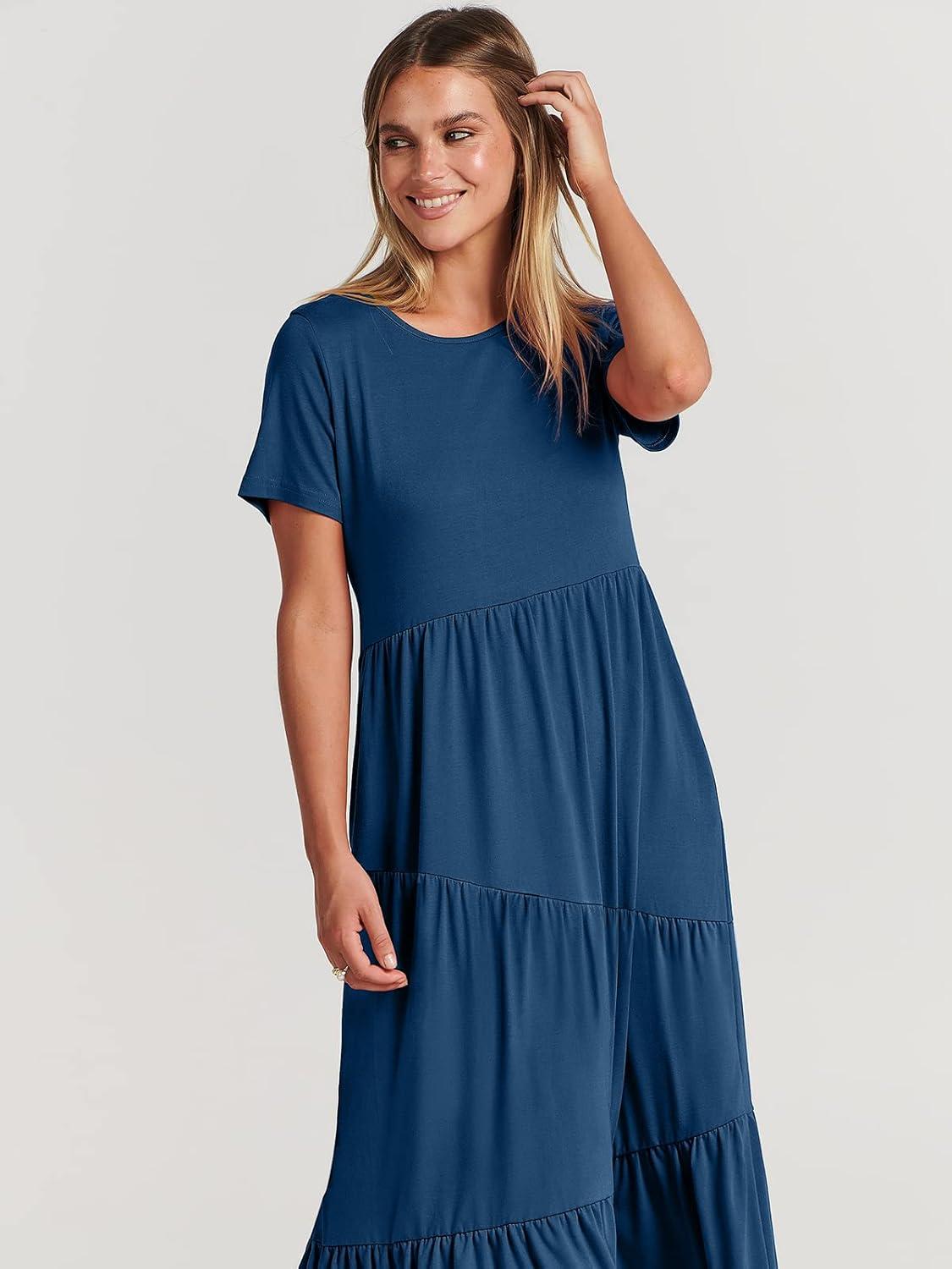 imageANRABESS Women Summer Maxi Dress Short Sleeve Swing Casual Asymmetric Tiered Vacation Long Beach Sundress OutfitsBlue