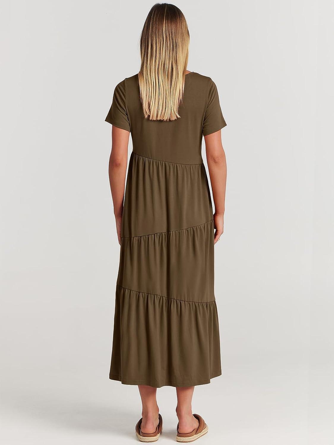 imageANRABESS Women Summer Maxi Dress Short Sleeve Swing Casual Asymmetric Tiered Vacation Long Beach Sundress OutfitsCoffee