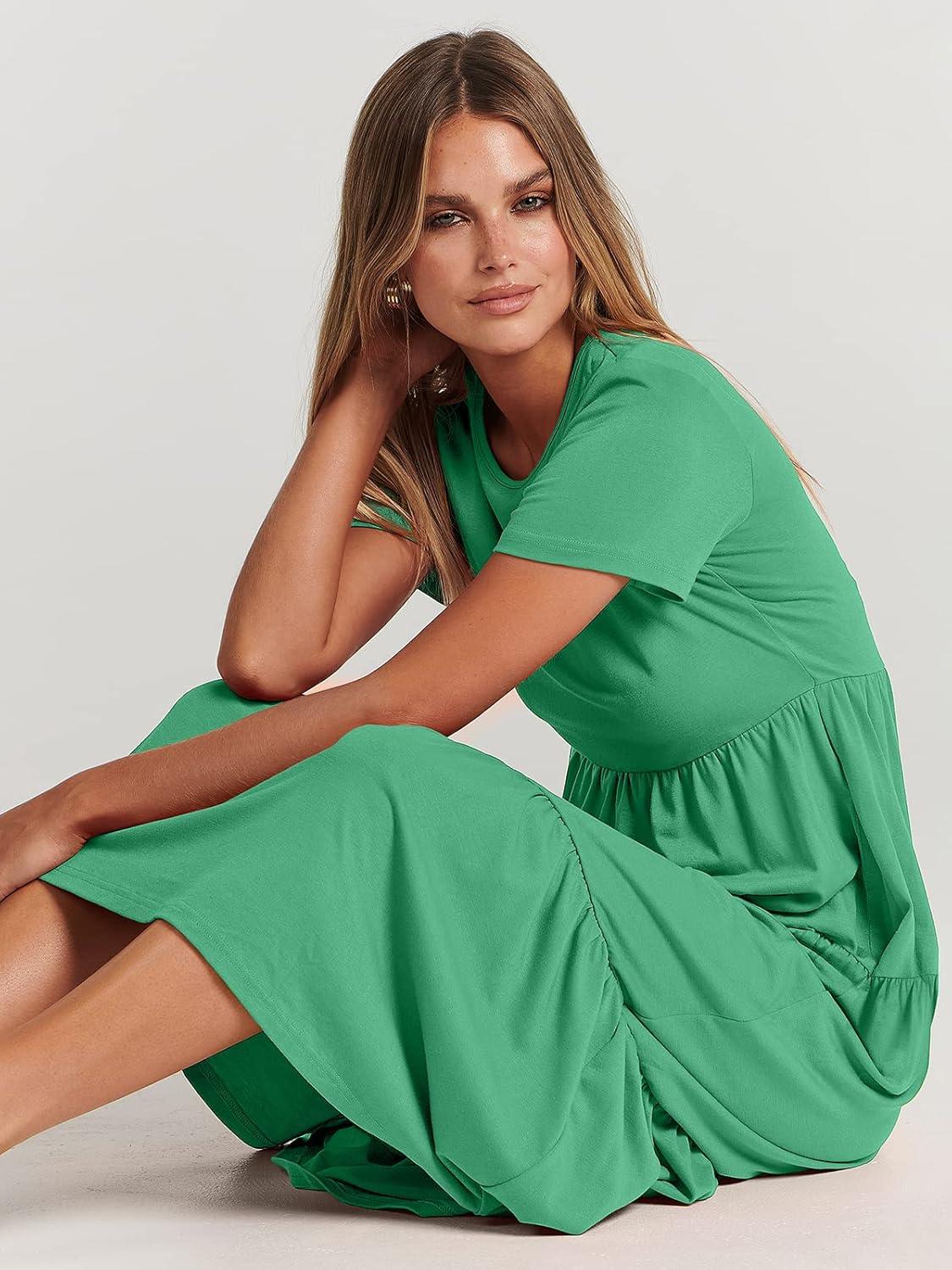 imageANRABESS Women Summer Maxi Dress Short Sleeve Swing Casual Asymmetric Tiered Vacation Long Beach Sundress OutfitsGrass