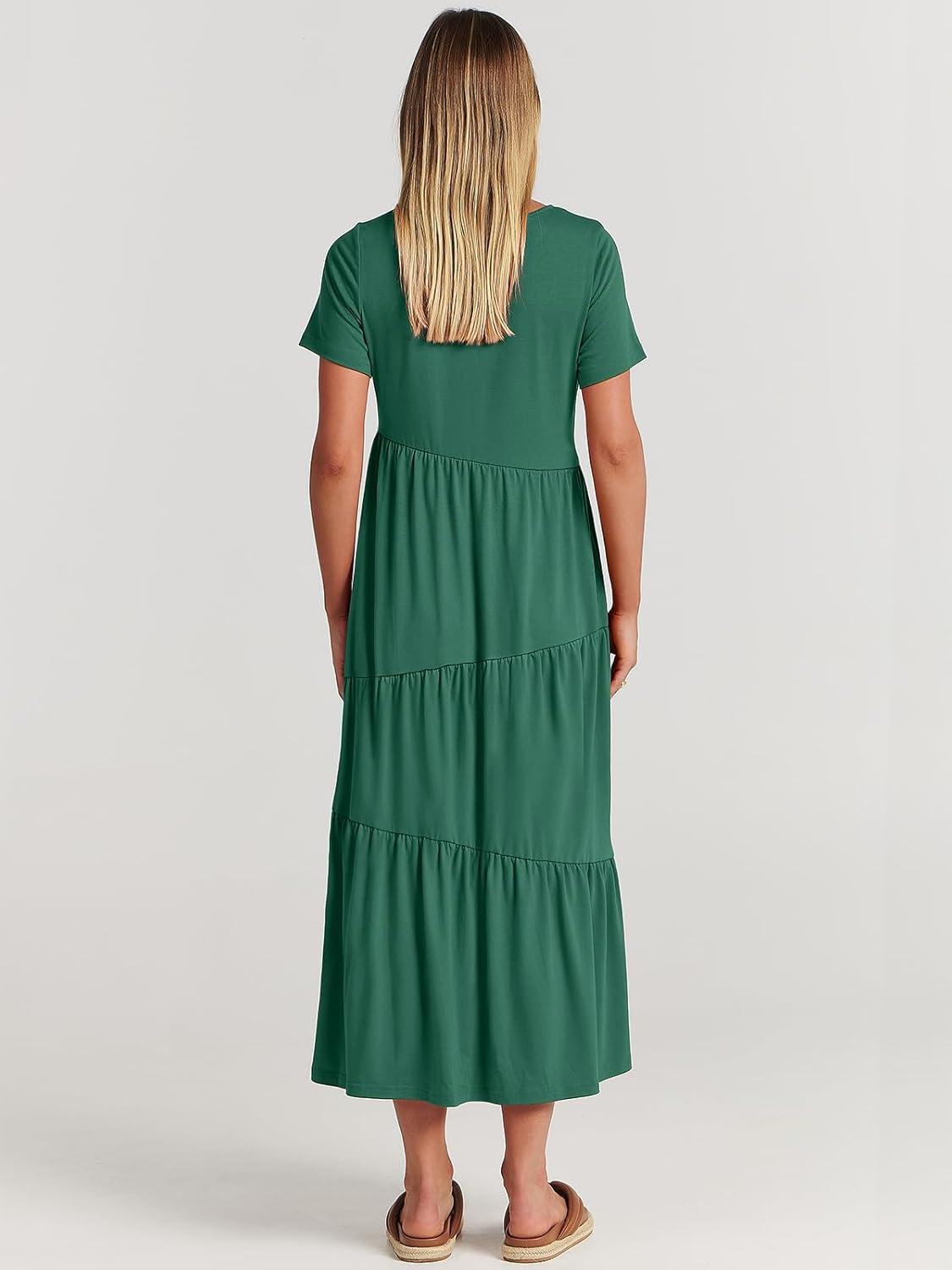 imageANRABESS Women Summer Maxi Dress Short Sleeve Swing Casual Asymmetric Tiered Vacation Long Beach Sundress OutfitsGreen