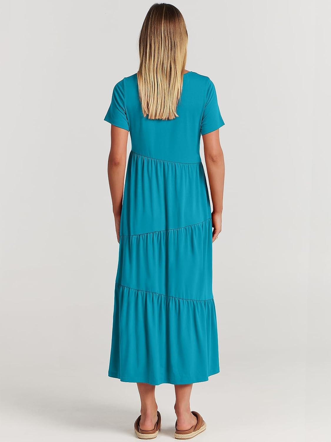 imageANRABESS Women Summer Maxi Dress Short Sleeve Swing Casual Asymmetric Tiered Vacation Long Beach Sundress OutfitsSky Blue