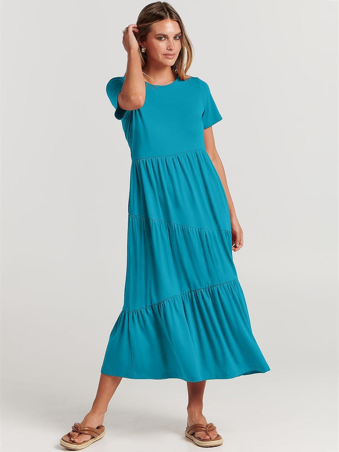 imageANRABESS Women Summer Maxi Dress Short Sleeve Swing Casual Asymmetric Tiered Vacation Long Beach Sundress OutfitsSky Blue