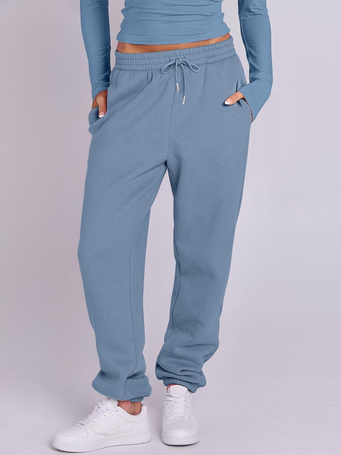imageANRABESS Womens 2 Piece Sweatsuits Long Sleeve Tight Shirt Tops Joggers Fleece Sweatpants Sets 2025 Fall Sweat Lounge OutfitsGray Blue