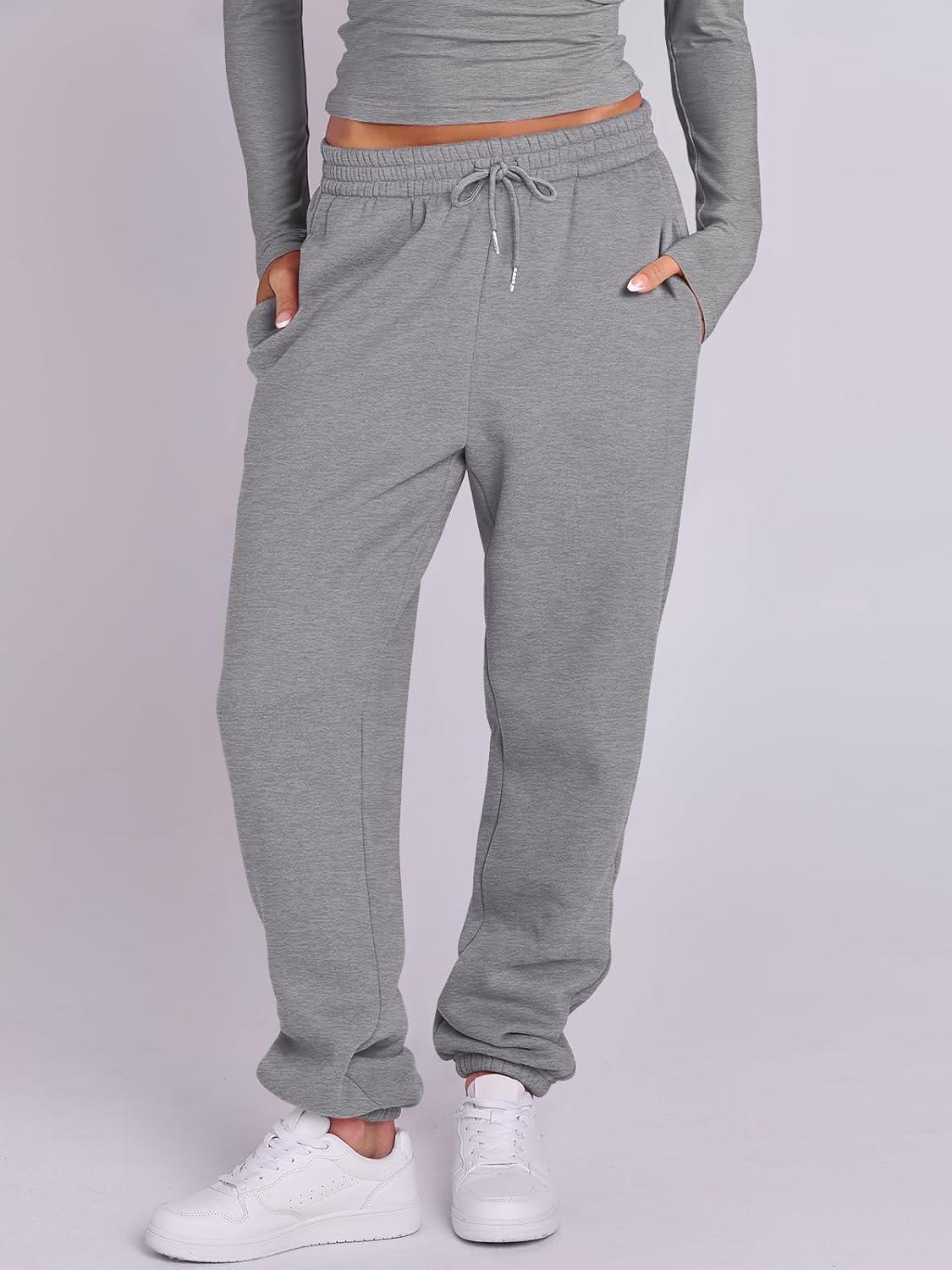 imageANRABESS Womens 2 Piece Sweatsuits Long Sleeve Tight Shirt Tops Joggers Fleece Sweatpants Sets 2025 Fall Sweat Lounge OutfitsGrey