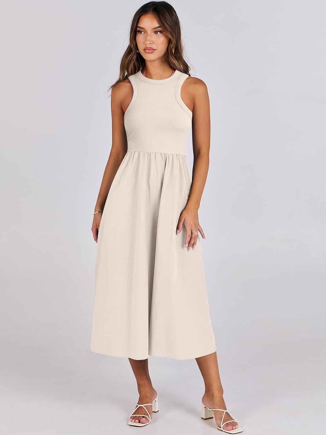 imageANRABESS Womens 2025 Summer Casual Maxi Dress A line Tiered Flowy Short Sleeve Crewneck T Shirt Beach Travel Long DressesApricot