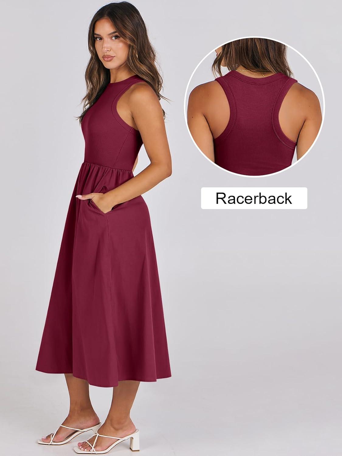 imageANRABESS Womens 2025 Summer Casual Maxi Dress A line Tiered Flowy Short Sleeve Crewneck T Shirt Beach Travel Long DressesBurgundy