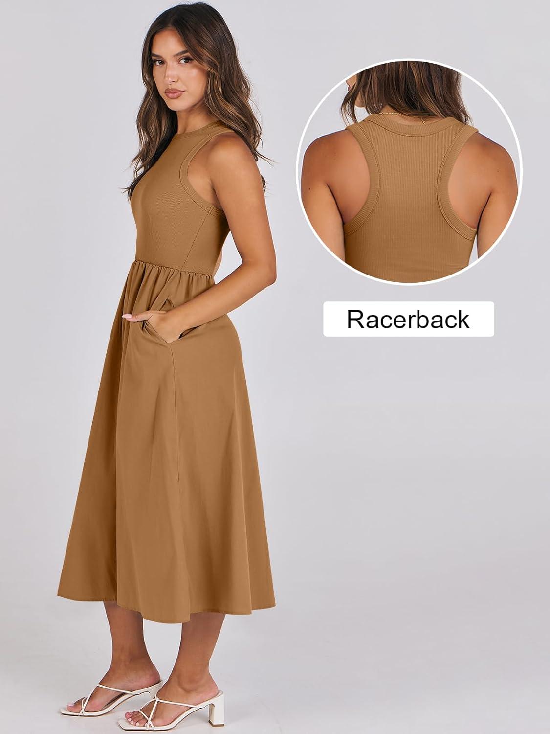 imageANRABESS Womens 2025 Summer Casual Maxi Dress A line Tiered Flowy Short Sleeve Crewneck T Shirt Beach Travel Long DressesCaramel