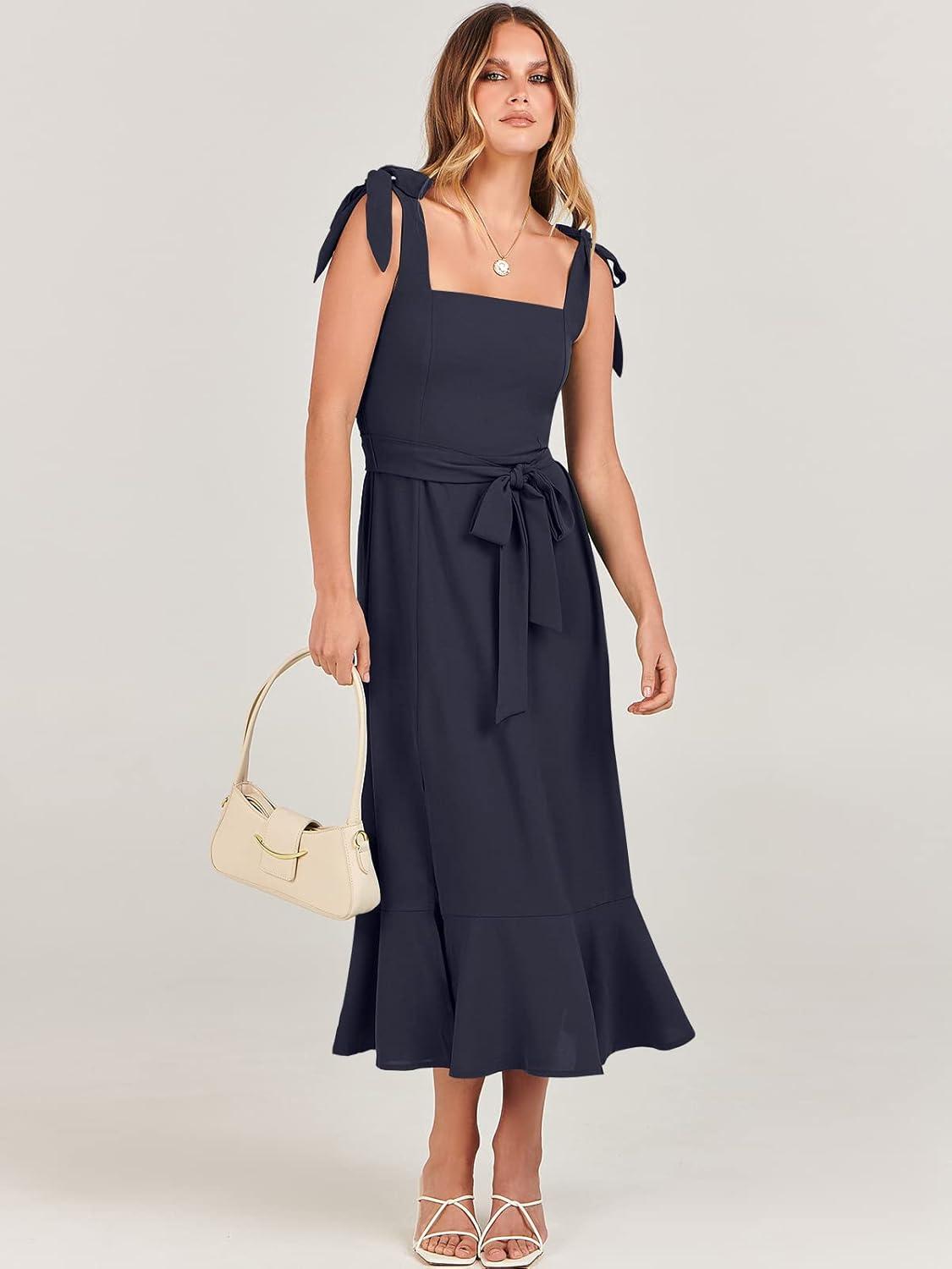 imageANRABESS Womens Square Neck Ruffle Split Midi Elegant Formal Wedding Guest Cocktail Bridesmaid Graduation Party DressesNavy Blue