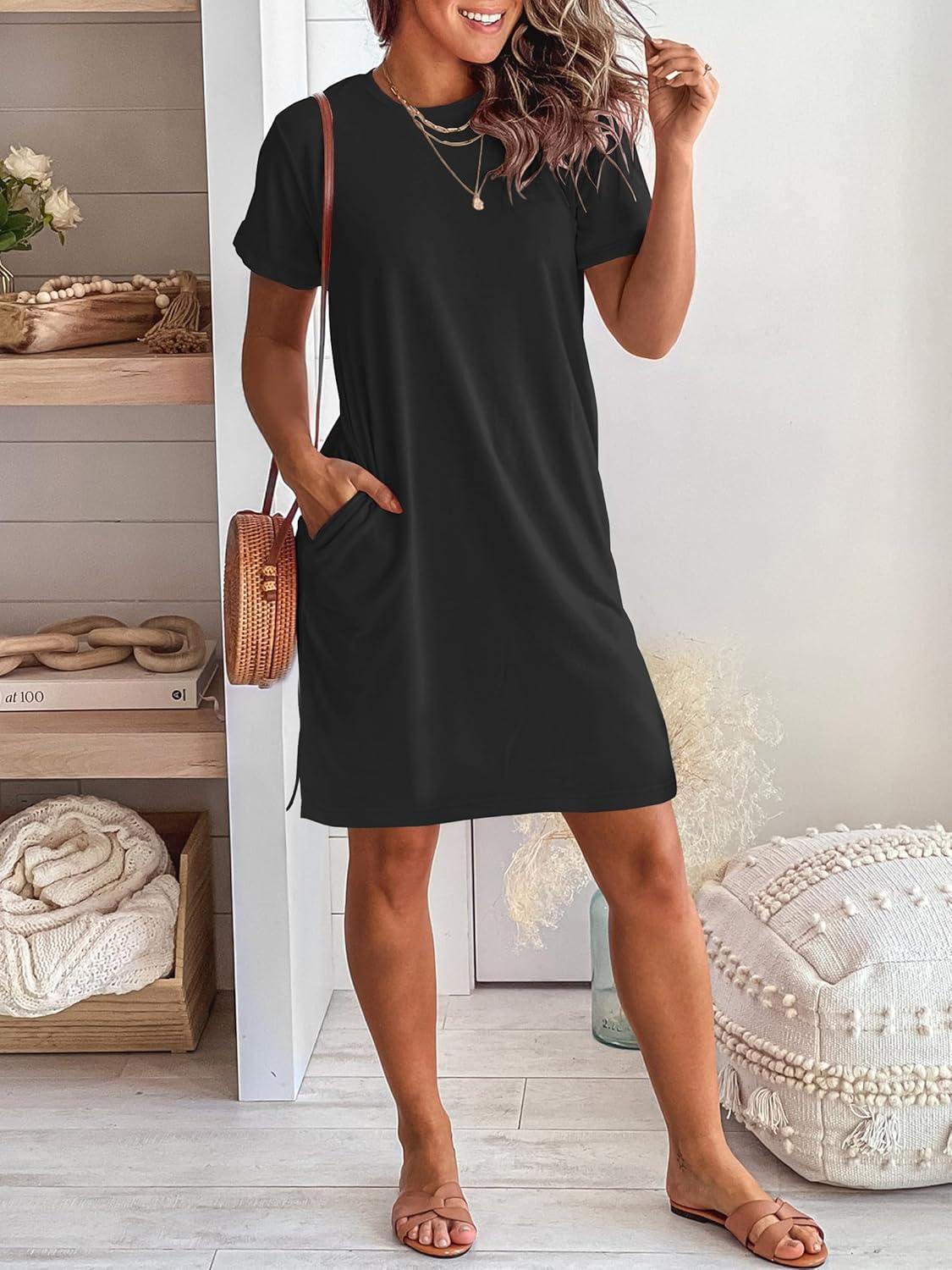 imageANRABESS Womens Summer Casual T Shirt Dresses Short Sleeve Crewneck Striped Mini Shift Dress 2025 Beach Vacation OutfitsBlack