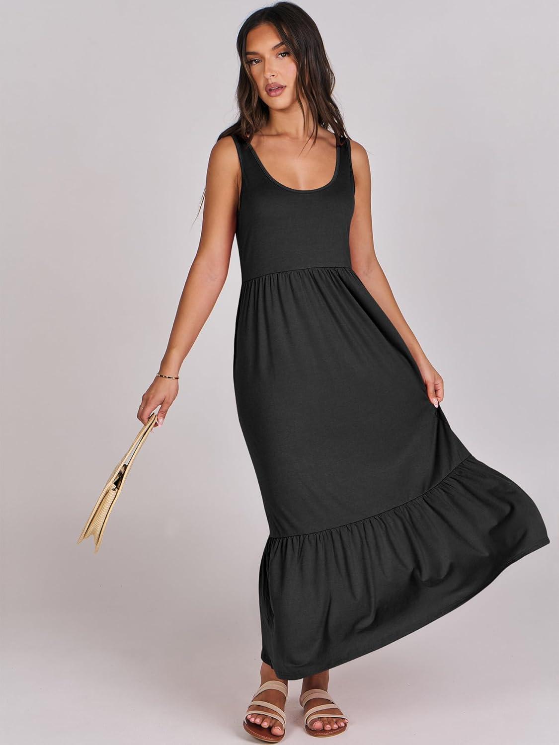 imageANRABESS Womens Summer Sleeveless Maxi Sundress Swing Casual Flowy Tiered Shirts Dress Beach Travel Vacation OutfitsBlack