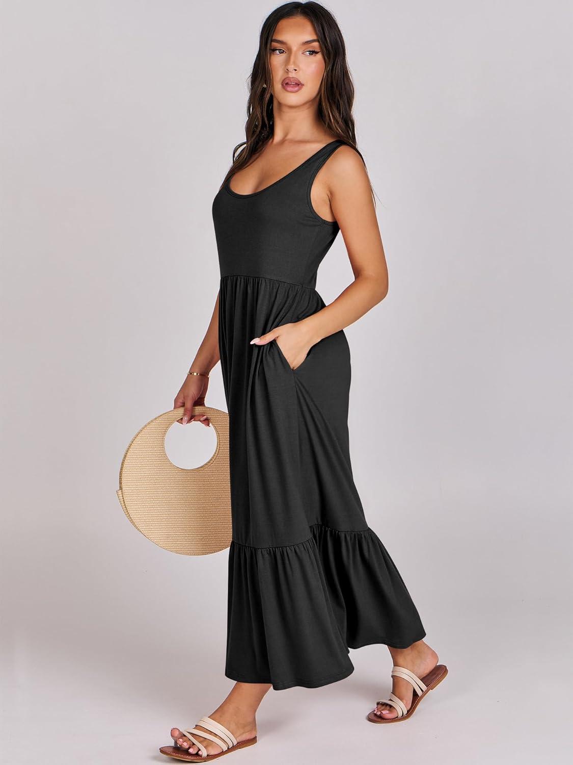 imageANRABESS Womens Summer Sleeveless Maxi Sundress Swing Casual Flowy Tiered Shirts Dress Beach Travel Vacation OutfitsBlack