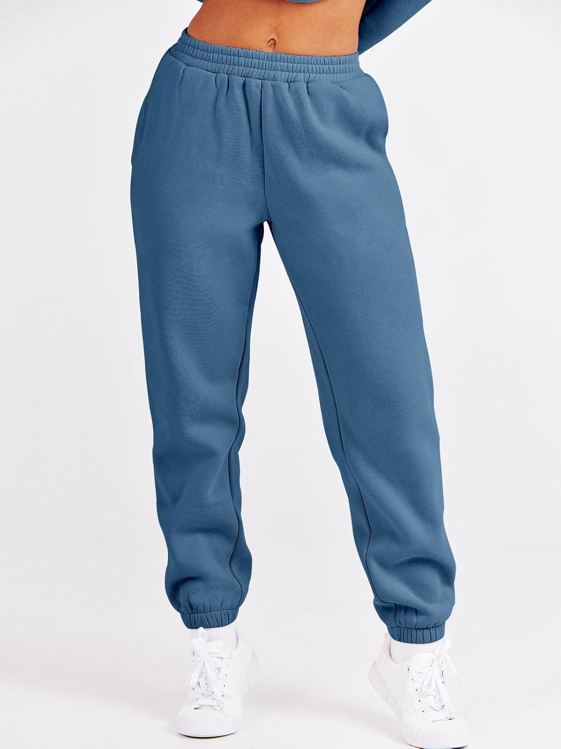 imageANRABESS Womens Two Piece Outfits Sweatsuit Lounge Set Long Sleeve Crewneck Sweatshirt Jogger Pants Tracksuit 2025 Fall SetsBlue