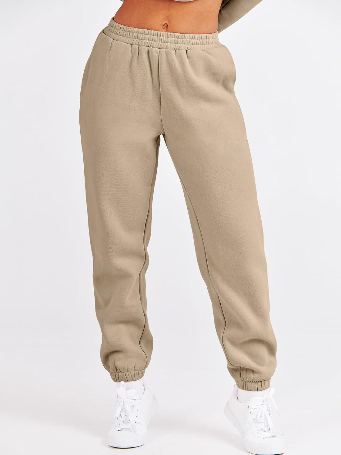 imageANRABESS Womens Two Piece Outfits Sweatsuit Lounge Set Long Sleeve Crewneck Sweatshirt Jogger Pants Tracksuit 2025 Fall SetsBrown