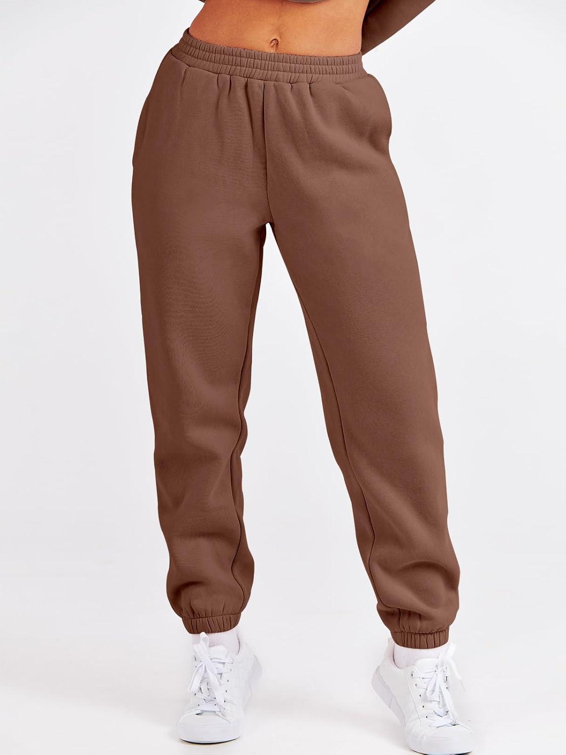 imageANRABESS Womens Two Piece Outfits Sweatsuit Lounge Set Long Sleeve Crewneck Sweatshirt Jogger Pants Tracksuit 2025 Fall SetsCoffee