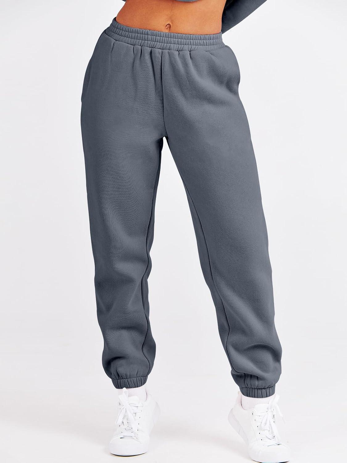 imageANRABESS Womens Two Piece Outfits Sweatsuit Lounge Set Long Sleeve Crewneck Sweatshirt Jogger Pants Tracksuit 2025 Fall SetsDark Grey