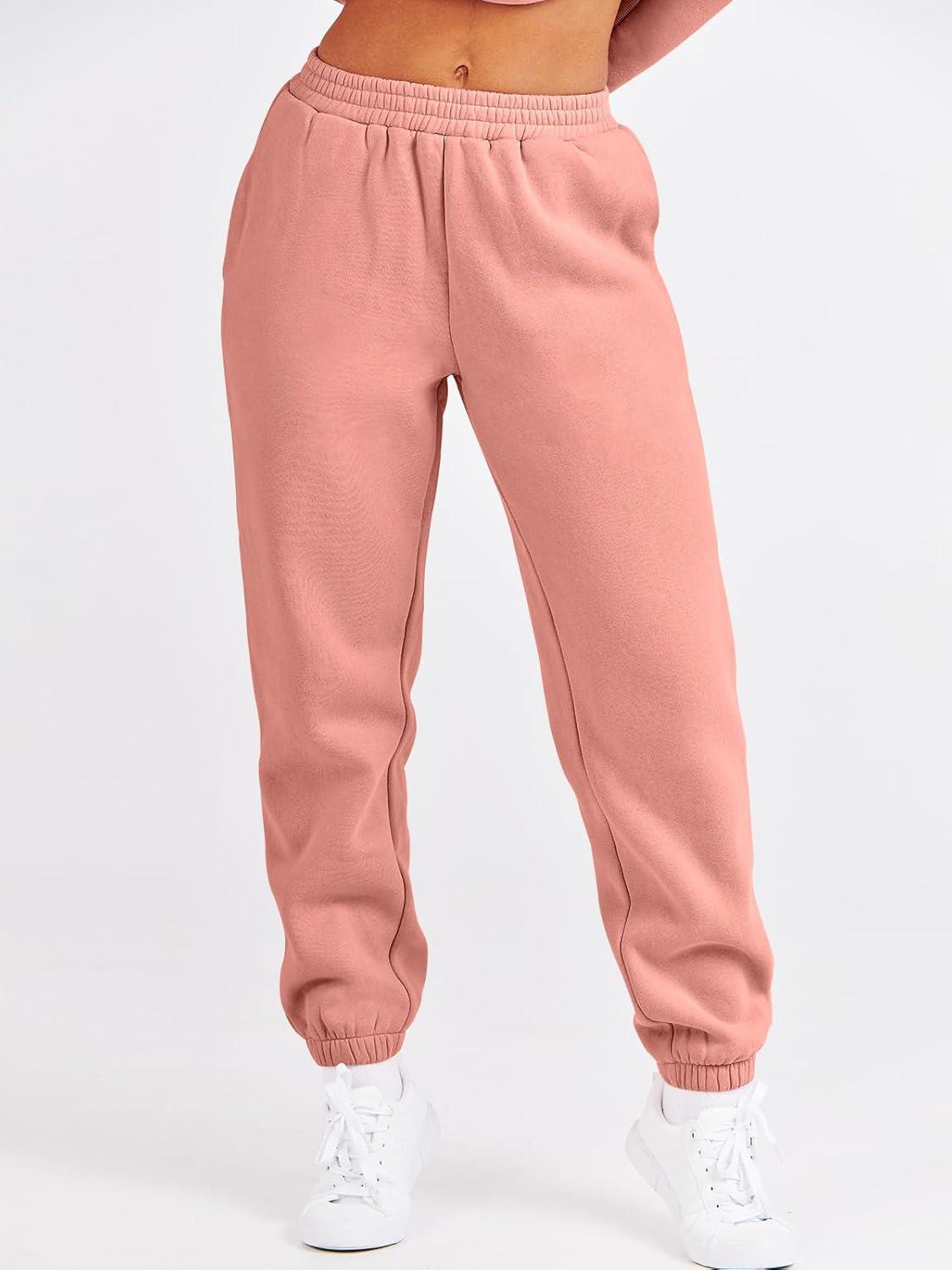 imageANRABESS Womens Two Piece Outfits Sweatsuit Lounge Set Long Sleeve Crewneck Sweatshirt Jogger Pants Tracksuit 2025 Fall SetsDark Pink