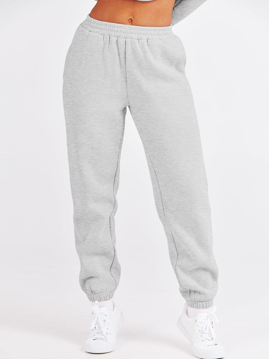 imageANRABESS Womens Two Piece Outfits Sweatsuit Lounge Set Long Sleeve Crewneck Sweatshirt Jogger Pants Tracksuit 2025 Fall SetsGrey