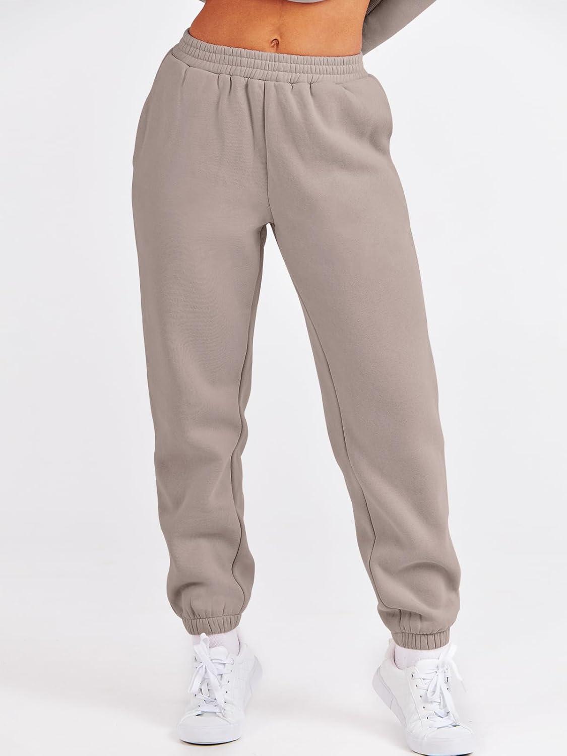 imageANRABESS Womens Two Piece Outfits Sweatsuit Lounge Set Long Sleeve Crewneck Sweatshirt Jogger Pants Tracksuit 2025 Fall SetsLight Khaki