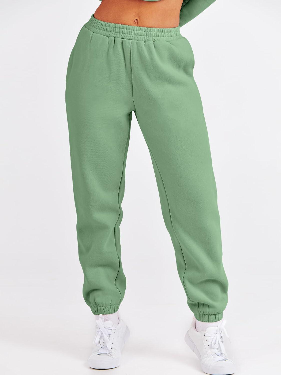 imageANRABESS Womens Two Piece Outfits Sweatsuit Lounge Set Long Sleeve Crewneck Sweatshirt Jogger Pants Tracksuit 2025 Fall SetsMint Green