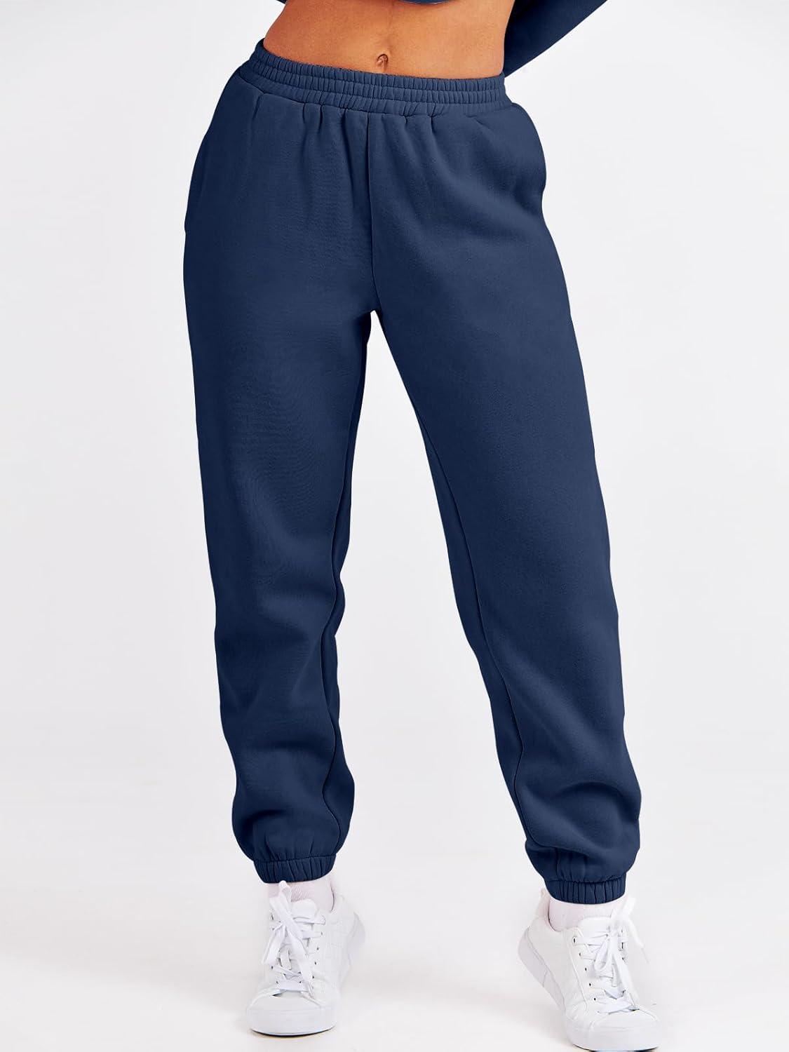 imageANRABESS Womens Two Piece Outfits Sweatsuit Lounge Set Long Sleeve Crewneck Sweatshirt Jogger Pants Tracksuit 2025 Fall SetsNavy Blue