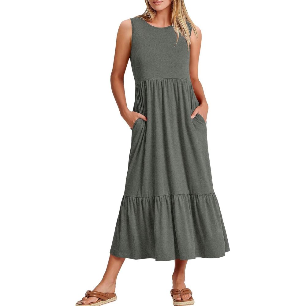 imageANRABESS Women Summer Casual Sleeveless Crewneck Sundress Aline Flowy Tiered Maxi Long Beach Dress Vacation OutfitsGray