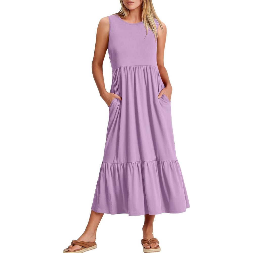 imageANRABESS Women Summer Casual Sleeveless Crewneck Sundress Aline Flowy Tiered Maxi Long Beach Dress Vacation OutfitsLilac