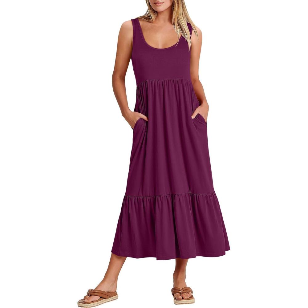 imageANRABESS Womens Summer Sleeveless Maxi Sundress Swing Casual Flowy Tiered Shirts Dress Beach Travel Vacation OutfitsPurple