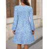 imageANRABESS Dresses for Women Long Sleeve Fall Casual V Neck Floral Boho Flowy Swing Mini Dress 2025 Travel Vacation OutfitsBlue White Floral