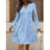 imageANRABESS Dresses for Women Long Sleeve Fall Casual V Neck Floral Boho Flowy Swing Mini Dress 2025 Travel Vacation OutfitsBlue White Floral