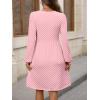 imageANRABESS Dresses for Women Long Sleeve Fall Casual V Neck Floral Boho Flowy Swing Mini Dress 2025 Travel Vacation OutfitsPink Round Dot